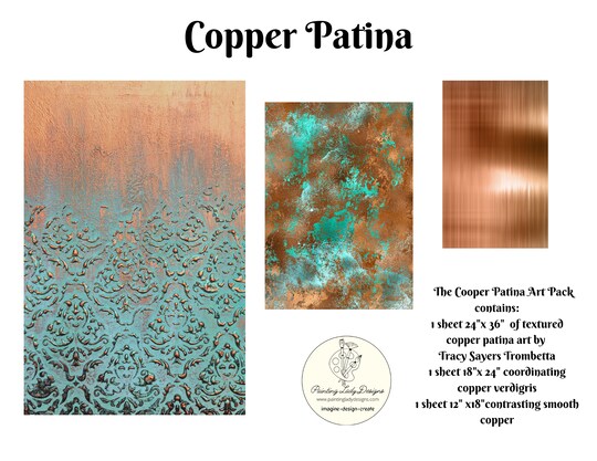 Copper Patina 3 Art Paper Images for Decoupage and Crafting Art Pack